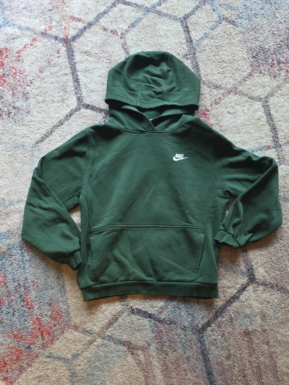 Nike Kids Dark Green Pullover Hoodie with White Swoosh